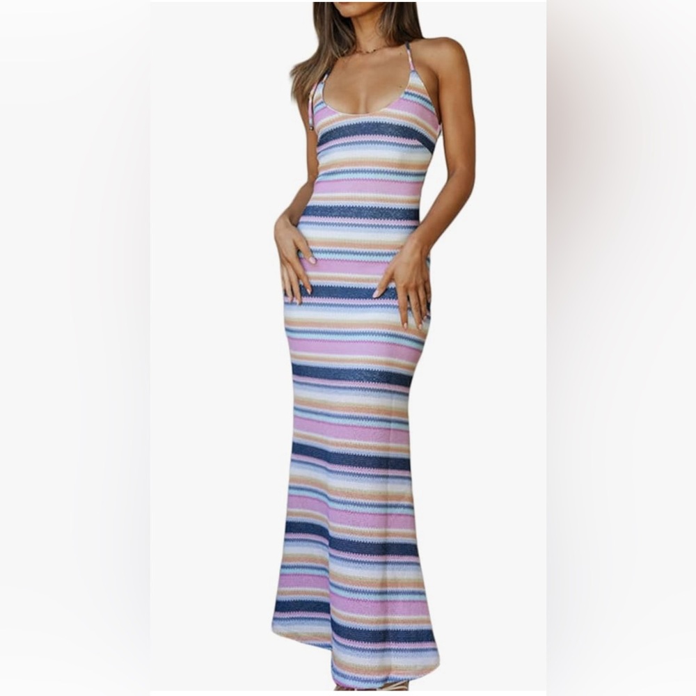 Ribbed halter maxi dress